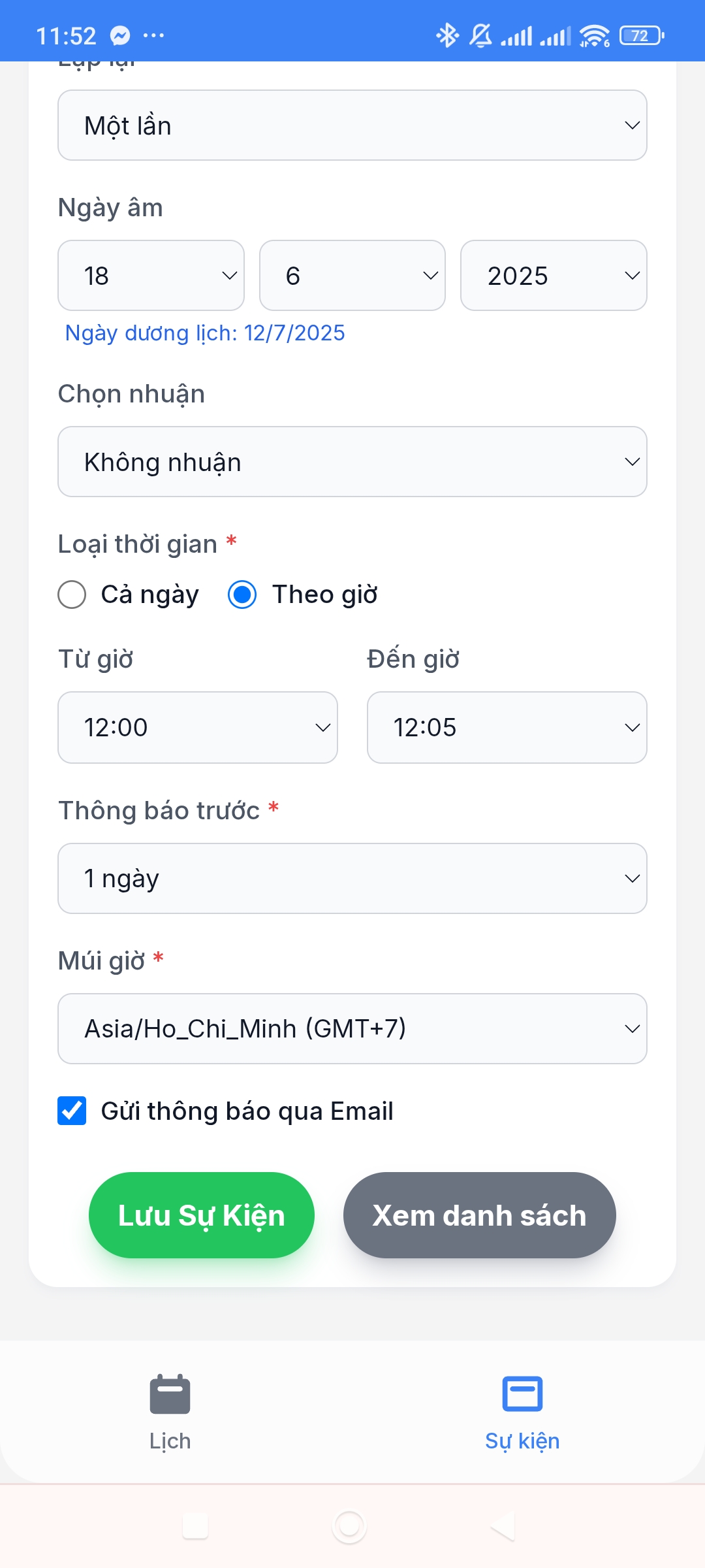 Chọn ngày âm lịch